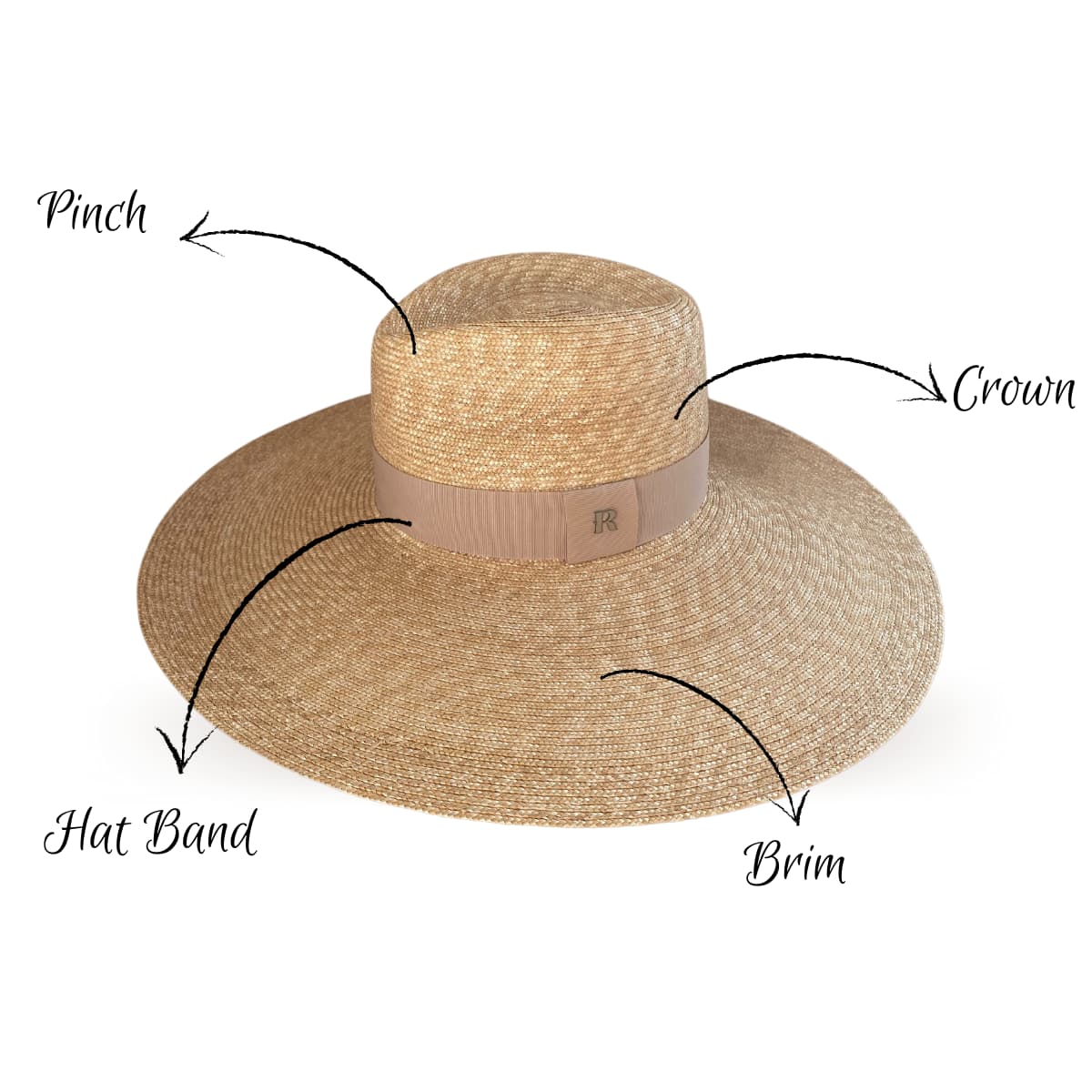 Belair Large Brim Straw Hat with Beige Ribbon - Raceu Hats